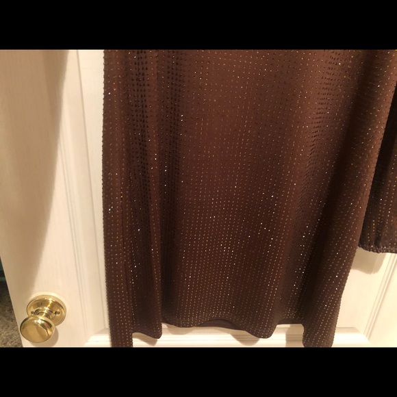 Brown Short Long Sleeve Cocktail Dress - Picture 5 of 8